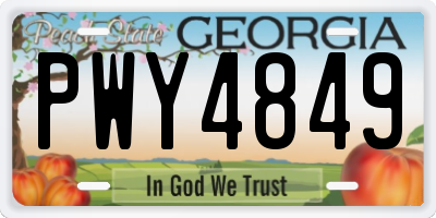 GA license plate PWY4849