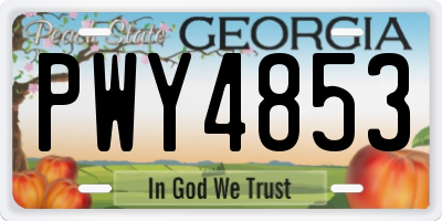 GA license plate PWY4853