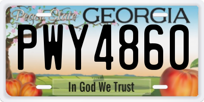 GA license plate PWY4860