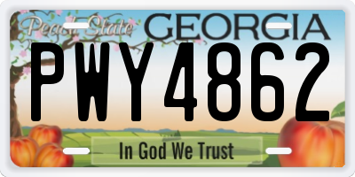 GA license plate PWY4862
