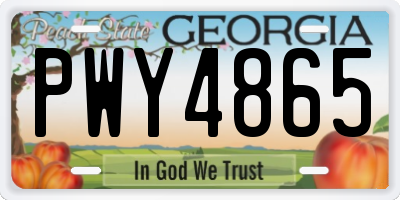 GA license plate PWY4865