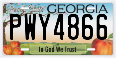 GA license plate PWY4866