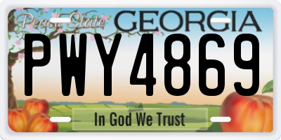 GA license plate PWY4869
