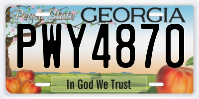 GA license plate PWY4870