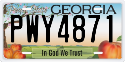 GA license plate PWY4871