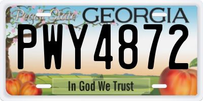 GA license plate PWY4872
