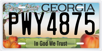 GA license plate PWY4875