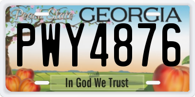 GA license plate PWY4876