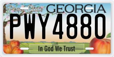 GA license plate PWY4880