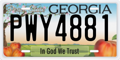 GA license plate PWY4881