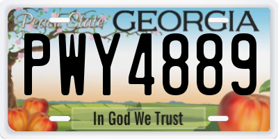 GA license plate PWY4889