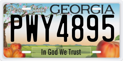 GA license plate PWY4895