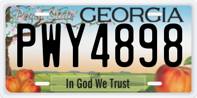 GA license plate PWY4898