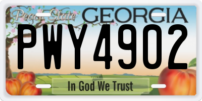GA license plate PWY4902