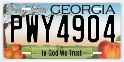 GA license plate PWY4904
