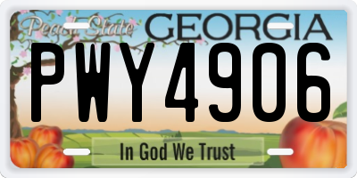 GA license plate PWY4906