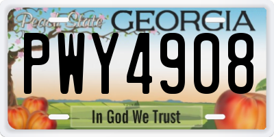 GA license plate PWY4908
