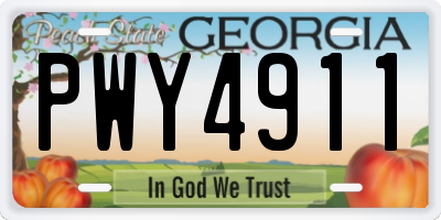 GA license plate PWY4911