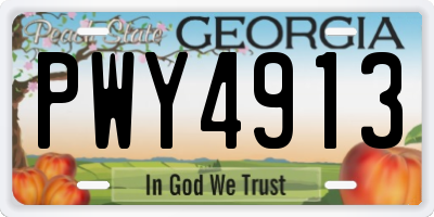 GA license plate PWY4913
