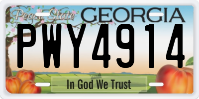 GA license plate PWY4914