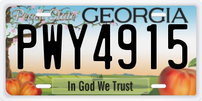 GA license plate PWY4915