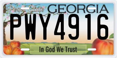GA license plate PWY4916