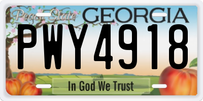 GA license plate PWY4918
