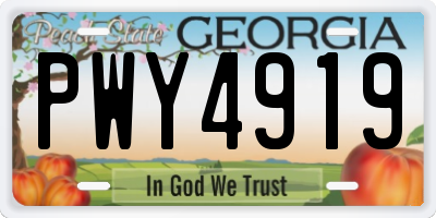 GA license plate PWY4919