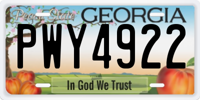 GA license plate PWY4922