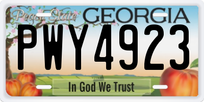 GA license plate PWY4923
