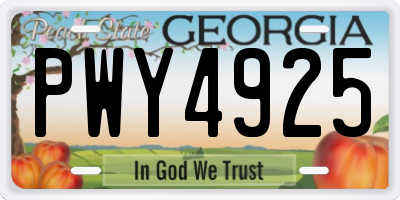 GA license plate PWY4925