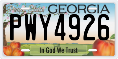 GA license plate PWY4926