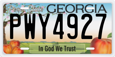 GA license plate PWY4927