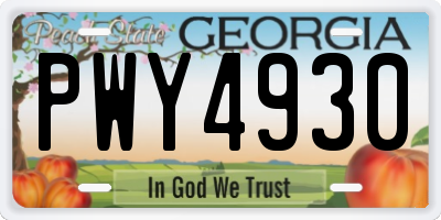 GA license plate PWY4930