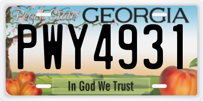 GA license plate PWY4931