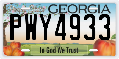 GA license plate PWY4933