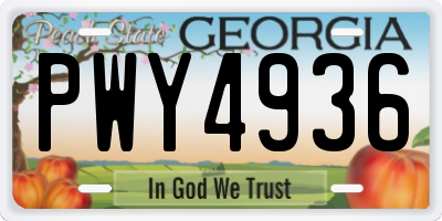 GA license plate PWY4936