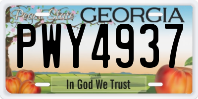 GA license plate PWY4937