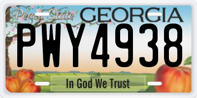 GA license plate PWY4938