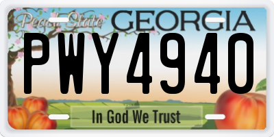 GA license plate PWY4940