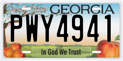 GA license plate PWY4941