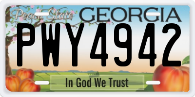 GA license plate PWY4942
