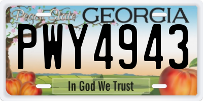 GA license plate PWY4943