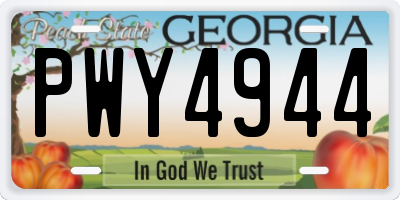 GA license plate PWY4944