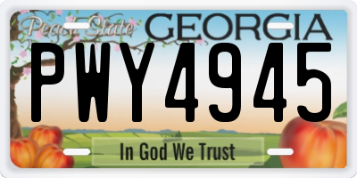 GA license plate PWY4945