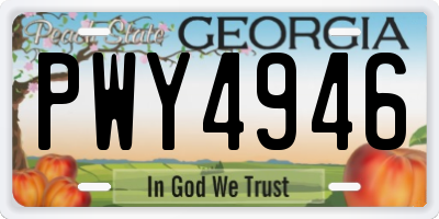 GA license plate PWY4946