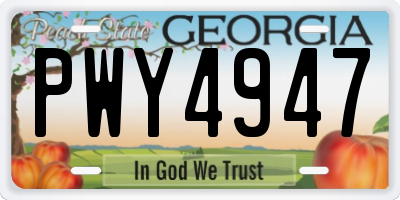 GA license plate PWY4947