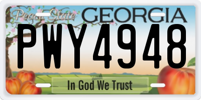 GA license plate PWY4948