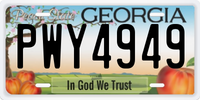 GA license plate PWY4949