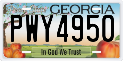 GA license plate PWY4950